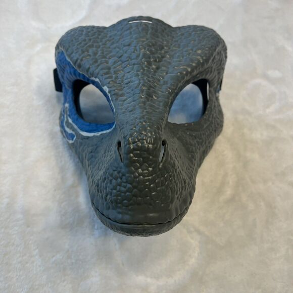 Dinosaur Mask Moving Jaw Velociraptor Animal Mask Dino Mask with Blue - Picture 2 of 4